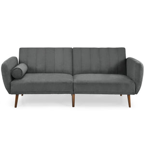 Open image in slideshow, Giantex Convertible Futon Sofa Bed Adjustable Couch Sleeper w/ Wood Legs HW66380
