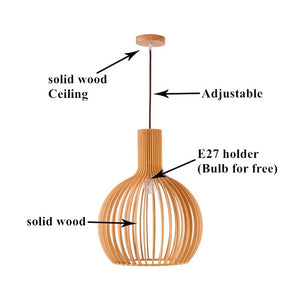 Open image in slideshow, Birdcage Lamp Black Wood Pendant Lights E27 Restaurant Decoration Wood Hanging Lamp for Living Room Bedroom Light Fixtures
